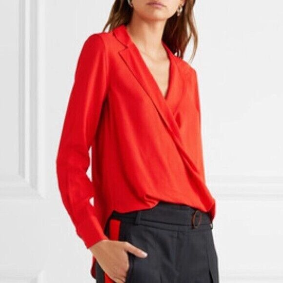 rag & bone Tops - RAG & Bone Dean drape front long sleeve vneck blouse Fire red size XS $350